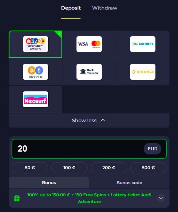 BDM Bet Casino Deposit